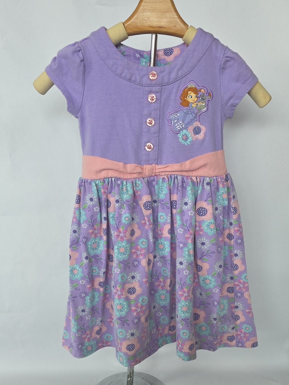 Disney's Sofia The First Purple and Pink Floral Dress with Character Patch